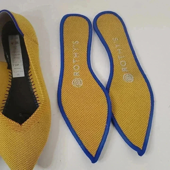 Rothy's Shoe Size 5.5 Yellow Rubber Woven Pointed Toe closed heel Shoes - Picture 3 of 9